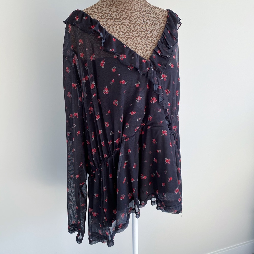 ASOS New Look Floral & Ruffle Top